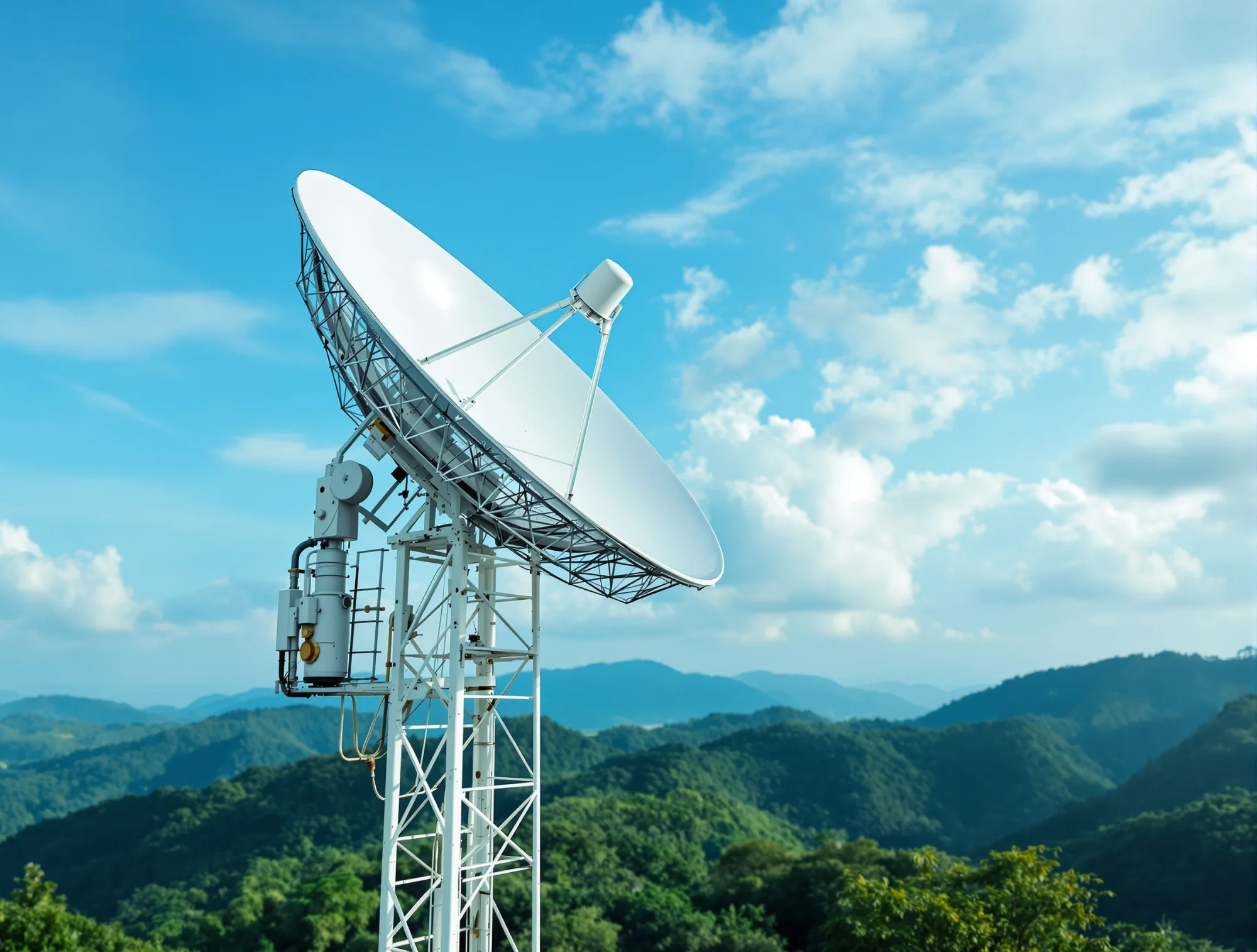 Antena radio microwave terpasang pada tiang