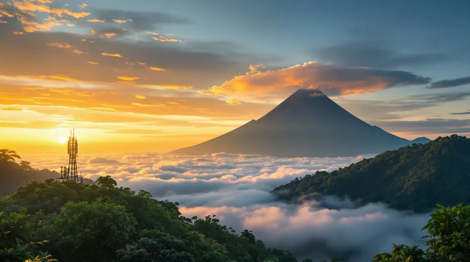 Gunung berselimut kabut di Indonesia