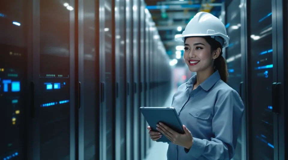 Teknisi membangun data center
