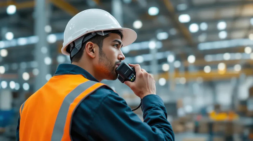 Komunikasi push-to-talk di gudang